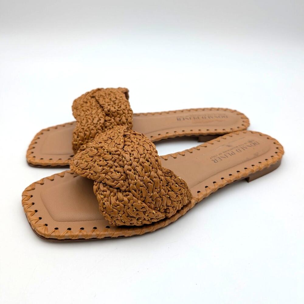 Donald Pliner Ema Leather Slide Sandals Open Toe Women's Natural Size US9.5 EU40